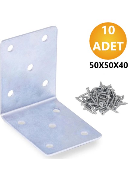L Demiri Mobilya Eşya Dolap Duvara Sabitleme Köşebent Bağlantı Aparatı Gönye 50X50X40 mm 10 Adet Mob