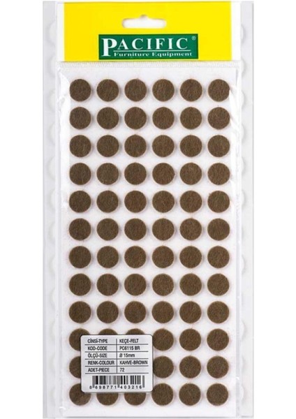 15MM Yuvarlak Yapışkanlı Keçe Kahverengi