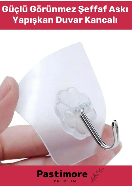 Güçlü Görünmez Şeffaf Askı 3 Adet Lekesiz Duvar Yapışkan Kanca Lı Mutfak Banyo Tutucu Aksesuar Süper