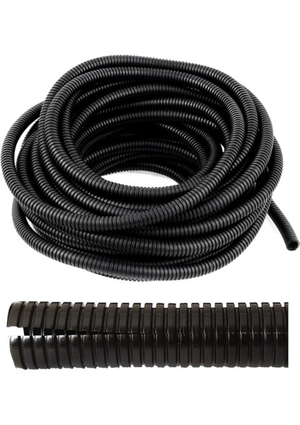 17MM Yarıklı Spiral Hortum Kablo Gizleme Izolasyon Borusu Esnek Siyah