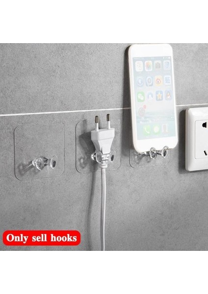 Kendinde Yapışkanlı Şeffaf Kablo Tutucu Diş Fırçası Askısı 5 Adet Çok Amaçlı Yapışkanlı Askı Fiş Ask