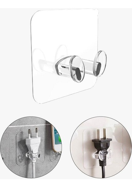 Kendinde Yapışkanlı Şeffaf Kablo Tutucu Diş Fırçası Askısı 5 Adet Çok Amaçlı Yapışkanlı Askı Fiş Ask