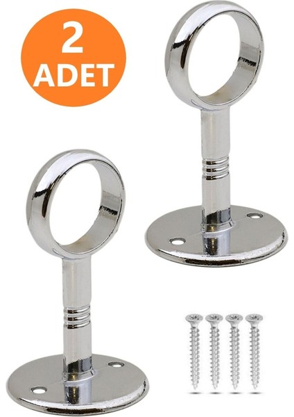 2 Adet Askılık Borusu Tutucu Flanş Açık Ağız Daire Dolap Elbise Askı Aparatı Dolap Içi Düzenleyicile