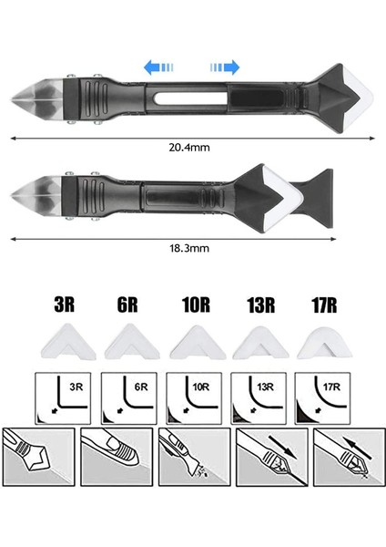 3'ü 1 Arada Fayans Derz Dolgu Kazıyıcı Sıyırıcı Silikon Sökücü ve Uygulayıcı Aparat Çok Amaçlı Bıçak