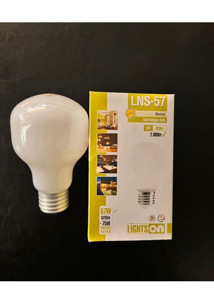 57 Watt Soft 920 Lümen Halojen Ampül Tekli Sarı Işık E27 Halogen Ampul 57 Watt Var