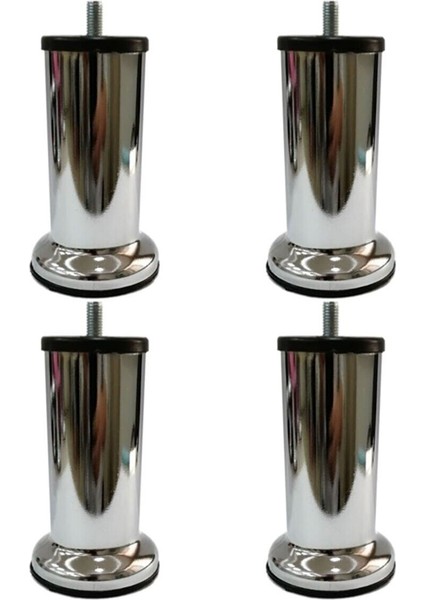 10 cm Metal Baza Koltuk Ayağı Ince Diş M8 (4 Adet) Metalik 4'lü Baza Ayağı