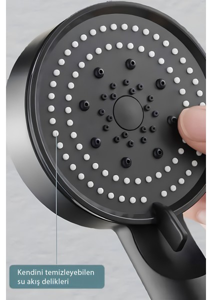 Duş Başlığı Siyah 5 Fonksiyonlu Su Tasarruflu Farklı Modlu El Duşu Duş Sistemleri Banyo Fıskiyesi Du fırsatları