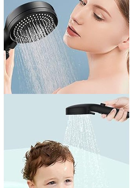 Duş Başlığı Siyah 5 Fonksiyonlu Su Tasarruflu Farklı Modlu El Duşu Duş Sistemleri Banyo Fıskiyesi Du