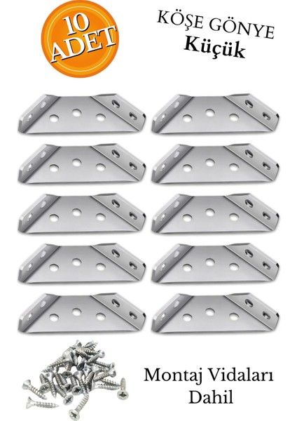 Üçgen Köşe Birleştirme Aparatı - Dereceli Gönye 10 Adet L Demir Üç Taraflı Mobilya Dolap Sabitleme M