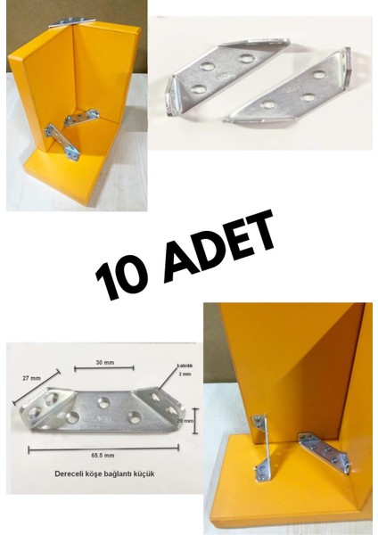Üçgen Köşe Birleştirme Aparatı - Dereceli Gönye 10 Adet L Demir Üç Taraflı Mobilya Dolap Sabitleme M fiyatları