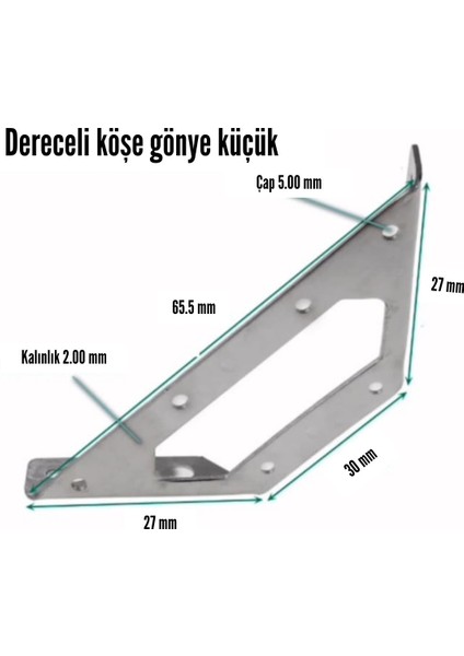 Üçgen Köşe Birleştirme Aparatı - Dereceli Gönye 10 Adet L Demir Üç Taraflı Mobilya Dolap Sabitleme M