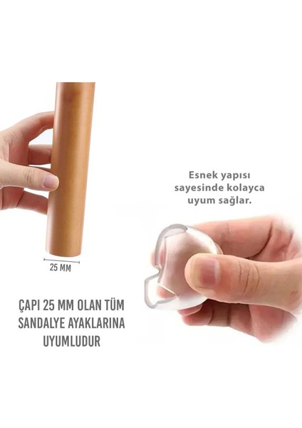 8 Ad 2,5 cm Şeffaf Silikon Masa Sandalye Pabuç Kaydırmaz Koltuk Zemin Koruyucu Çizdirmez Ayak Kılıfı fiyatları