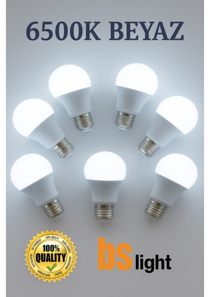 9W Beyaz LED Ampul -Kutulu Ürün- 6500K Tekli Satış Fiyatıdır Tekli Beyaz Işık E27 LED Ampul 9 Watt Y