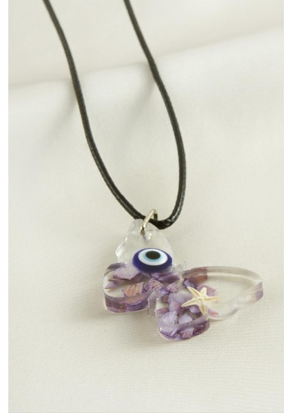 Resveq Kelebek Epoksi Kolye-Pembe