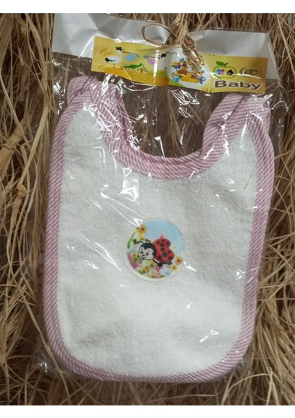3'lü Bebek Mama Önlüğü Seti - Pembe Uğur Böceği Desenli, Yumuşak Pamuklu fiyatları