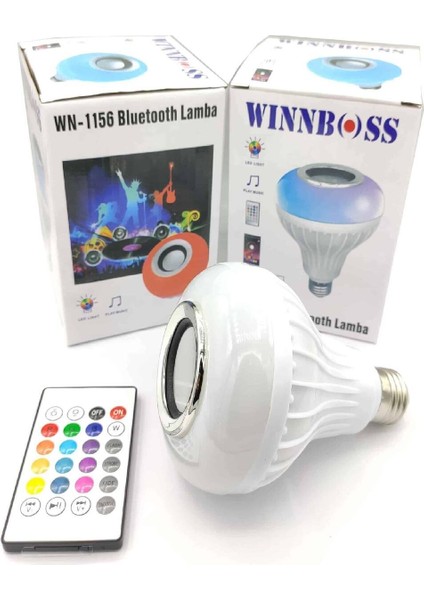 Wınnboss WN-1156 Rgb Bluetooth Hoparlör LED Ampul Müzik Çalma Uzaktan Kumanda Ampül Wınnboss WN-1156