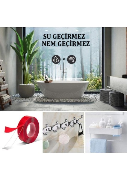 Çift Taraflı Bant Şeffaf Silikonlu Su Geçirmez Akrilik Montaj Bandı 2 Metre (2m x 10 Mm) Çift Tarafl fırsatları