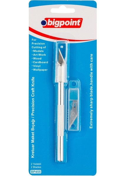 | Kretuar Maket Bıçağı, 2 Yedekli, Karbon Bıçak, Güvenli ve Ergonomik Tasarım Kretuar Maket Bıçağı V