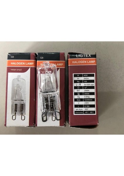 3 Adet G9 Halojen Lamba 220V 40W= 640 Lümen Şeffaf 3'lü Gün Işığı G9 Halogen Ampul 40 Watt Var A