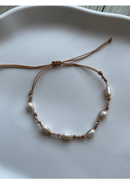 Gerçek Inci Çelik Dorikalı Ip Bileklik & Halhal