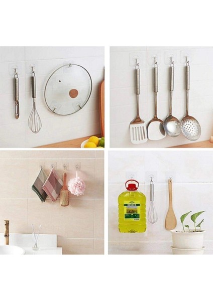 6 Adet Şeffaf Güçlü Kendinden Yapışkanlı Kapı Duvar Askıları Gri fiyatları