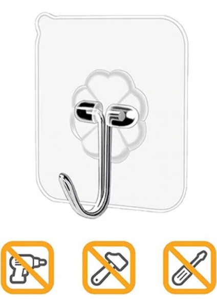 6 Adet Şeffaf Güçlü Kendinden Yapışkanlı Kapı Duvar Askıları Gri fırsatları