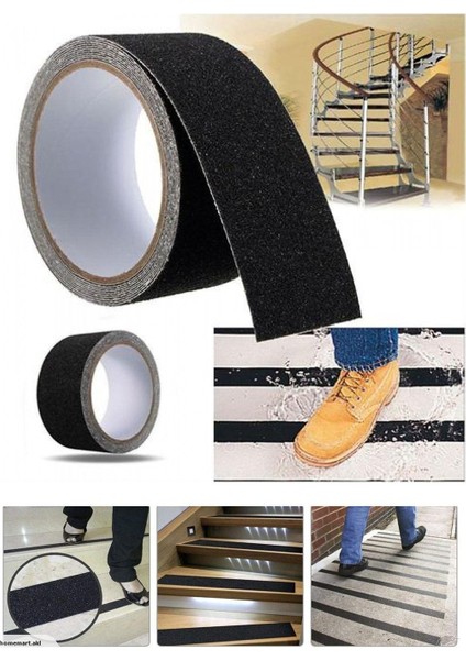 Kaliteli Merdiven Zemin Kaydırmaz Bant Kaymaz Yapışkanlı Bant 5mt/2.5cm Süper Güçlü Yapıştırıcı Çok