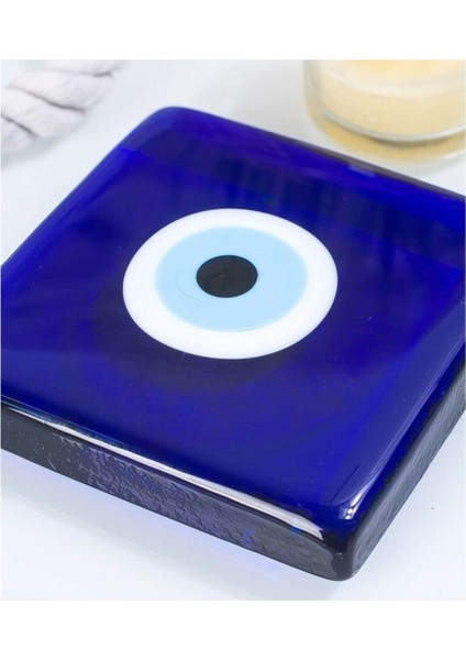 Dekoratif Nazar Boncuklu Cam Kapak, Banyo Gider Süsü 10X10 cm Tr fiyatları