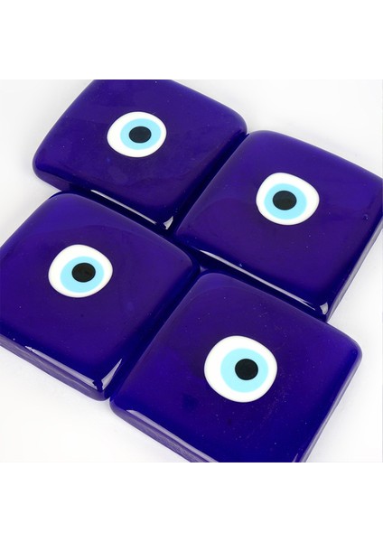 Dekoratif Nazar Boncuklu Cam Kapak, Banyo Gider Süsü 10X10 cm Tr