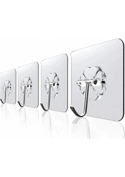 5 Adet Kendinden Yapışkanlı Metal Kancalı Tekli Şeffaf Askı Beyaz Havlu Askılığı Tr Nemli Bir Bezle