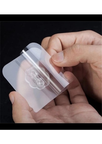 5 Adet Kendinden Yapışkanlı Metal Kancalı Tekli Şeffaf Askı Beyaz Havlu Askılığı Tr Nemli Bir Bezle