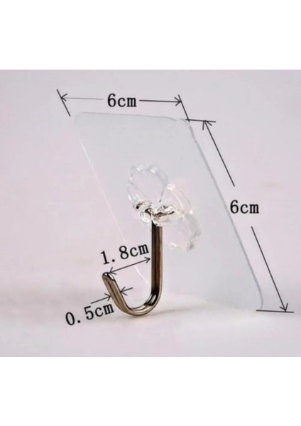 5 Adet Kendinden Yapışkanlı Metal Kancalı Tekli Şeffaf Askı Beyaz Havlu Askılığı Tr Nemli Bir Bezle