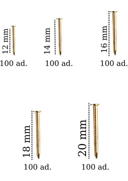 500 Adet 5 Çeşit Nikel Kaplı Küçük Dekoratif Ahşap Çivileri- Süs Eşyaları, Ince Işçilik Çivi Ahşap Ç fiyatları