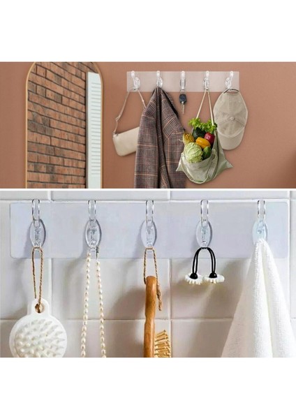 5'li Yapışkanlı Banyo Mutfak Duvar Askılığı Şeffaf Şeffaf modelleri