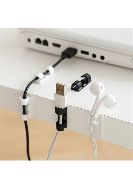 Kablo Tutucu Yapışkanlı Mini 20LI Kanal USB Şarj Veri Kablosu Tutucu Yapışkanlı Kordon Şeffaf Turunc