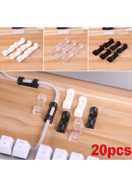 Kablo Tutucu Yapışkanlı Mini 20LI Kanal USB Şarj Veri Kablosu Tutucu Yapışkanlı Kordon Şeffaf Turunc