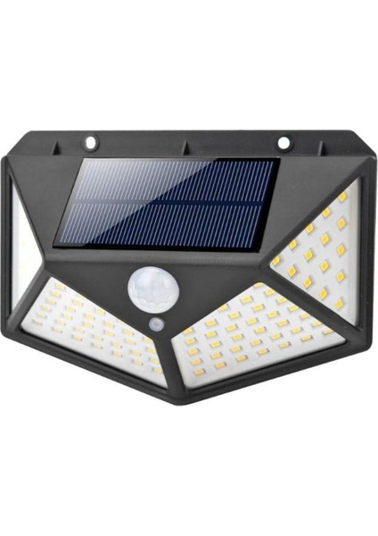 50W Solar Güneş Enerjili Duvar Aplik 100 Ledli Bahçe Aydınlatması Sensörlü Duvar Armatürü 1200 Lümen