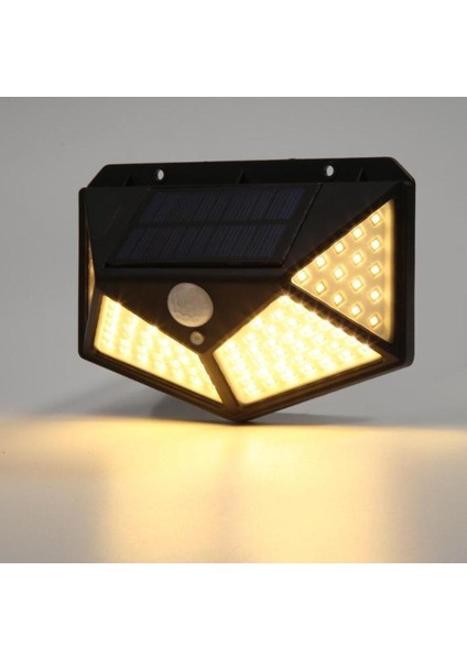 50W Solar Güneş Enerjili Duvar Aplik 100 Ledli Bahçe Aydınlatması Sensörlü Duvar Armatürü 1200 Lümen indirimleri