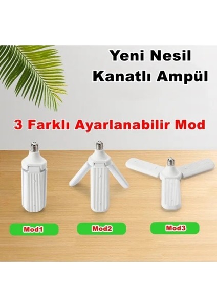 Pervane Şeklinde Katlanabilir-Açısı Ayarlanabilir 40W Beyaz LED Ampul E-27-40W 40 Watt Pervane Tekli modelleri