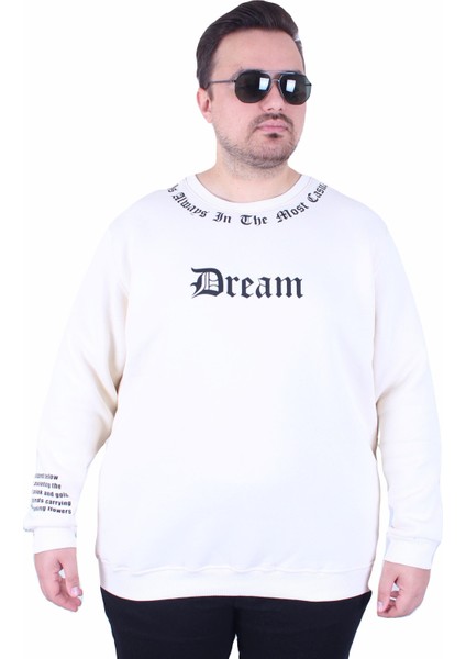 Mocgrande Büyük Beden Bisiklet Yaka 3ip Sweat Dream 25715 Bej