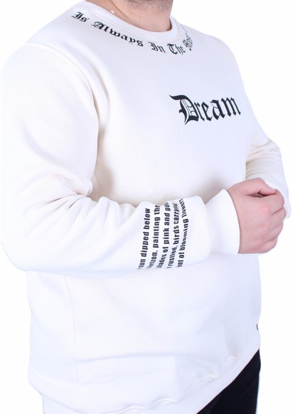 Mocgrande Büyük Beden Bisiklet Yaka 3ip Sweat Dream 25715 Bej modelleri