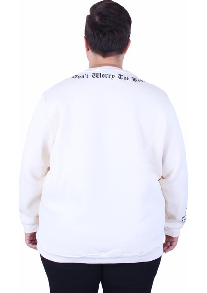 Mocgrande Büyük Beden Bisiklet Yaka 3ip Sweat Dream 25715 Bej fırsatları