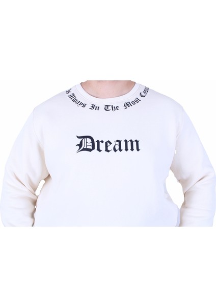 Mocgrande Büyük Beden Bisiklet Yaka 3ip Sweat Dream 25715 Bej indirimleri