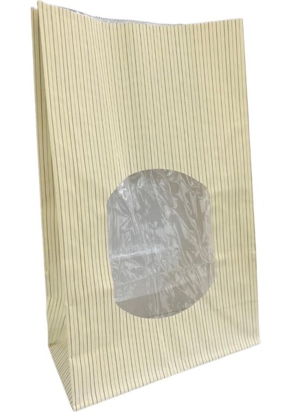 Kese Kağıdı Pencereli Çizgi Desenli 14X21X5CM 50 Adet Belirtilmemiş Kese Kağıdı Tr