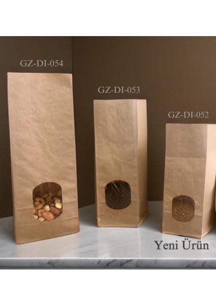 Kraft Pencereli Dipli Torba L-10,5X29,5X6,5CM 50 Adet Kahverengi Belirtilmemiş 50'li Kese Kağıdı Tr fırsatları