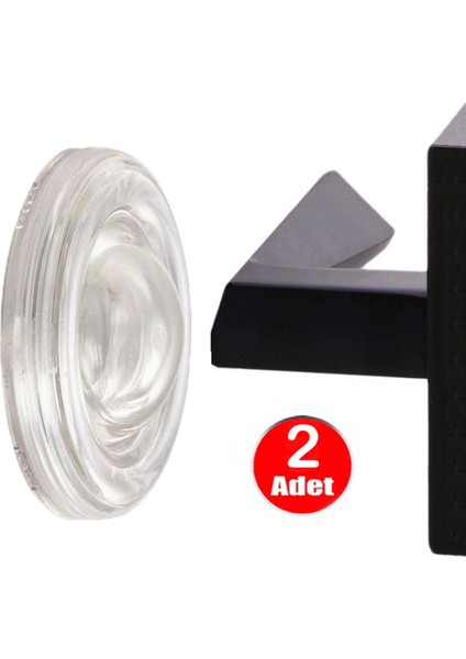Yapışkanlı Duvar Koruma Stoperi Şeffaf Silikonlu Kapı Kolu Tamponu - 2 Adet