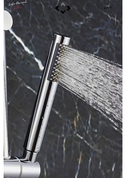 Stick-R Krom Duş Başlığı Yuvarlak Çubuk Duş Başlığı El Duşu Duş Telefonu Duş Başlığı Gri Krom Krom P