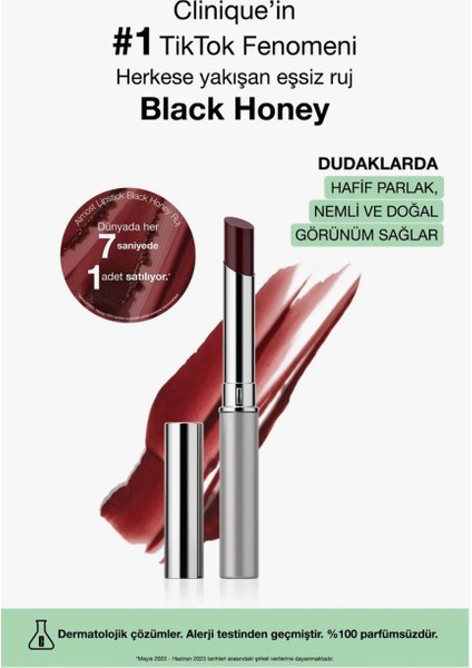 Clinique Almost Lipstick Ruj - Black Honey 1.9g | Hafif Parlak, Nemli ve Doğal Görünüm