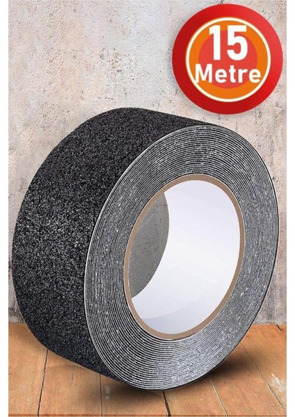 15 mt Bondit Siyah Yapışkanlı Kaygan Zemin Bandı Basamak Merdiven Kaydırmaz Bant 50MM