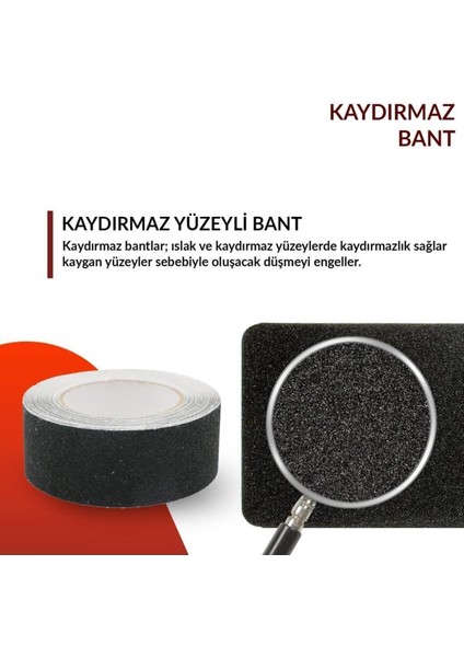 15 mt Bondit Siyah Yapışkanlı Kaygan Zemin Bandı Basamak Merdiven Kaydırmaz Bant 50MM